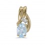 14k Yellow Gold Oval Aquamarine And Diamond Pendant