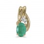 14k Yellow Gold Oval Emerald And Diamond Pendant