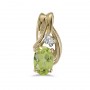 14k Yellow Gold Oval Peridot And Diamond Pendant