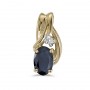 14k Yellow Gold Oval Sapphire And Diamond Pendant