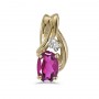 14k Yellow Gold Oval Pink Topaz And Diamond Pendant