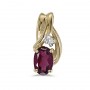 14k Yellow Gold Oval Rhodolite Garnet And Diamond Pendant