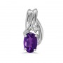 14k White Gold Oval Amethyst And Diamond Pendant