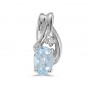 14k White Gold Oval Aquamarine And Diamond Pendant