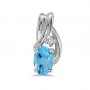 14k White Gold Oval Blue Topaz And Diamond Pendant