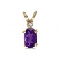 14k Yellow Gold Oval Amethyst And Diamond Filagree Pendant