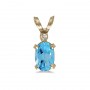 14k Yellow Gold Oval Blue Topaz And Diamond Filagree Pendant
