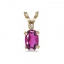 14k Yellow Gold Oval Pink Topaz And Diamond Filagree Pendant