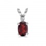 14k White Gold Oval Garnet And Diamond Filagree Pendant