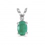 14k White Gold Oval Emerald And Diamond Filagree Pendant