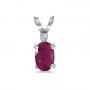 14k White Gold Oval Ruby And Diamond Filagree Pendant
