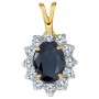14K Yellow Gold 8x6 Oval Sapphire and Diamond Pendant