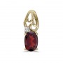 14k Yellow Gold Oval Garnet And Diamond Pendant