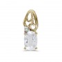 14k Yellow Gold Oval White Topaz And Diamond Pendant