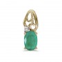 14k Yellow Gold Oval Emerald And Diamond Pendant