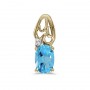 14k Yellow Gold Oval Blue Topaz And Diamond Pendant