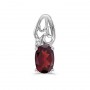 14k White Gold Oval Garnet And Diamond Pendant