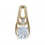 14k Yellow Gold Round Aquamarine And Diamond Pendant