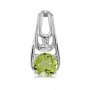 14k White Gold Round Peridot And Diamond Pendant