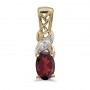 14k Yellow Gold Oval Garnet And Diamond Pendant