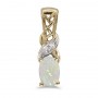 14k Yellow Gold Oval Opal And Diamond Pendant