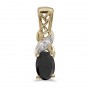 14k Yellow Gold Oval Onyx And Diamond Pendant