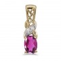 14k Yellow Gold Oval Pink Topaz And Diamond Pendant