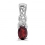 14k White Gold Oval Garnet And Diamond Pendant