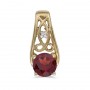 14k Yellow Gold Round Garnet And Diamond Pendant