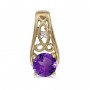 14k Yellow Gold Round Amethyst And Diamond Pendant