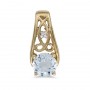 14k Yellow Gold Round Aquamarine And Diamond Pendant