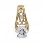 14k Yellow Gold Round White Topaz And Diamond Pendant