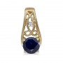 14k Yellow Gold Round Sapphire And Diamond Pendant