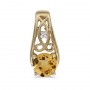 14k Yellow Gold Round Citrine And Diamond Pendant