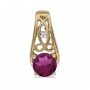 14k Yellow Gold Round Rhodolite Garnet And Diamond Pendant