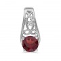 14k White Gold Round Garnet And Diamond Pendant