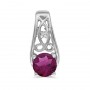14k White Gold Round Rhodolite Garnet And Diamond Pendant
