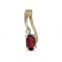 14k Yellow Gold Oval Garnet And Diamond Wave Pendant