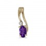 14k Yellow Gold Oval Amethyst And Diamond Wave Pendant