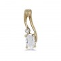 14k Yellow Gold Oval White Topaz And Diamond Wave Pendant