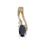 14k Yellow Gold Oval Sapphire And Diamond Wave Pendant