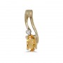 14k Yellow Gold Oval Citrine And Diamond Wave Pendant