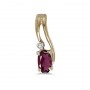 14k Yellow Gold Oval Rhodolite Garnet And Diamond Wave Pendant