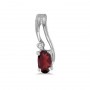 14k White Gold Oval Garnet And Diamond Wave Pendant