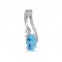 14k White Gold Oval Blue Topaz And Diamond Wave Pendant