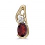 14k Yellow Gold Oval Garnet And Diamond Pendant