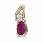 14k Yellow Gold Oval Ruby And Diamond Pendant