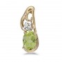 14k Yellow Gold Oval Peridot And Diamond Pendant