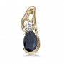 14k Yellow Gold Oval Sapphire And Diamond Pendant