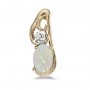 14k Yellow Gold Oval Opal And Diamond Pendant